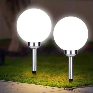 GEEZY Solar Lights Outdoor Garden Waterproof White Dusk to Dawn Stake Light Patio Yard Walkaway Lawn Solar Powered Globe Light Dimensions 20/ 25/ 30 cm, Set of 1 and Set of 2