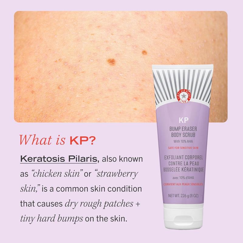 First Aid Beauty KP Bump Eraser Exfoliating Body Scrub – Exfoliator for Bumps + Chicken Skin from Keratosis Pilaris with 10% AHA (Glycolic + Lactic Acids) – 56 g Body Care Smooth bleaching  scrub Strawberry Cosmetic Cleanser Cleansing Skincare 4