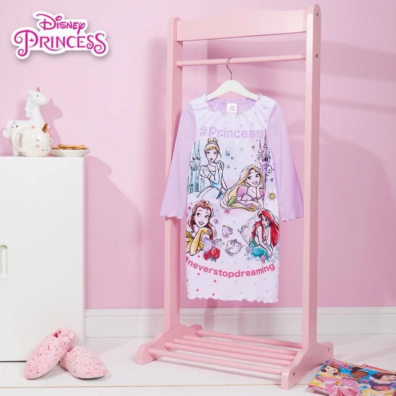 Disney Princess Girls Nightdress Long Sleeve Nighty Nightie Character Nightwear Sleepwear Pyjamas Pjs Pajamas Frill Frilly Pink Toddler Kids Childrens Night Dress Cinderella Rapunzel Ariel Belle 2 3 4 Years 1