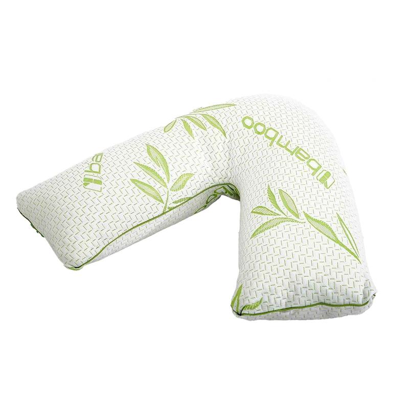 V Shape Bamboo Memory Foam Pillow , Removable Cover 1