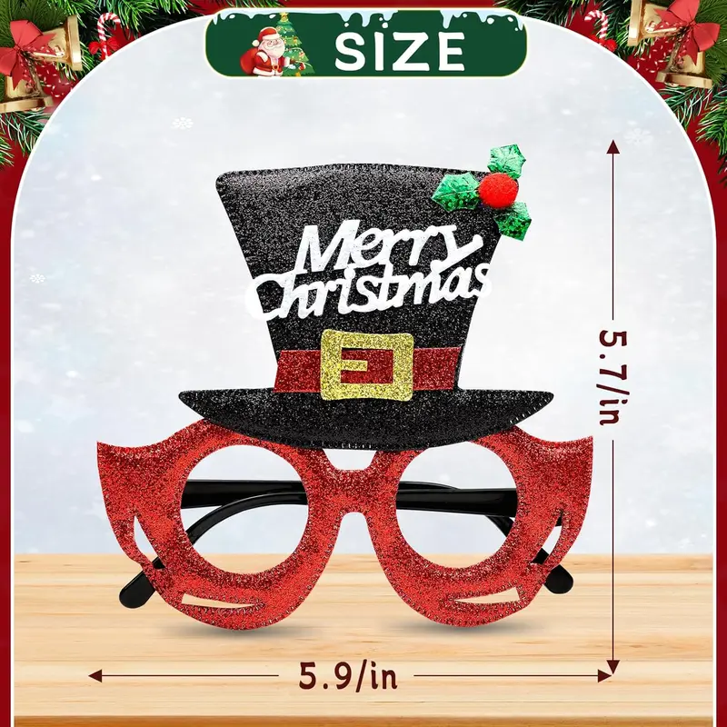 Christmas Glasses Glitter Party Glasses Frames Christmas Decoration Eyeglasses for Christmas Parties New Year Favors Photo Booth 2