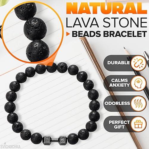 Heavyweight Lifting Dumbbell Volcanic Lava Mens Bracelet for Weight Training and Gym Enthusiasts 4