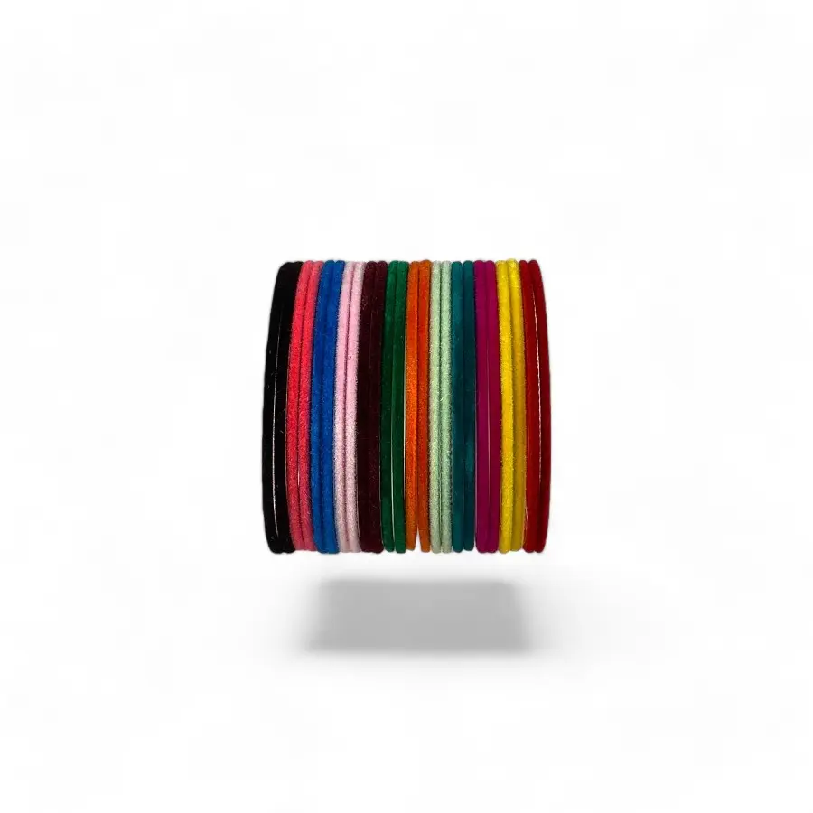 Multi colour Velvet churi bangles , pack of 24 individual bangles