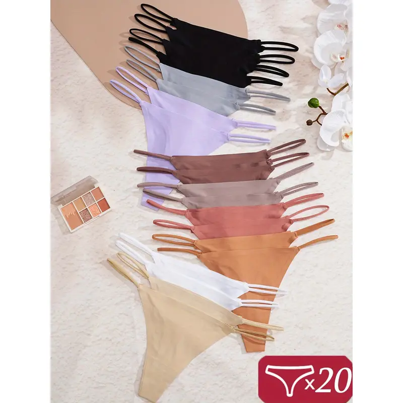 20pcs Women SeamlessThong Set G-String Sexy Low-Waist Thongs Bikini Panties Soft and Comfortable 1