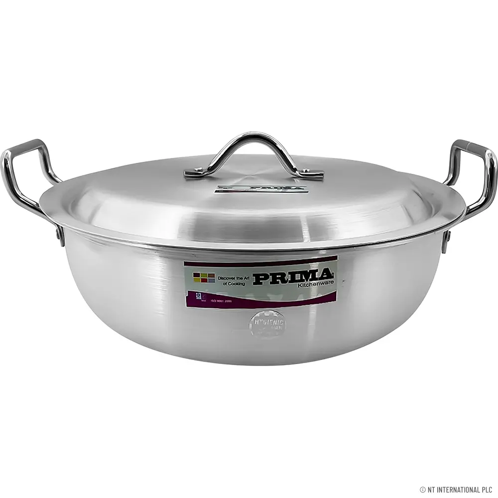 PRIMA Aluminum Wok Lid Casserole Cooking Pot 22cm 33cm Variations Non-Stick, Durable Stir Fry Pan | Compatible with Induction, Gas & Electric Stoves | Perfect for Deep Frying, Sautéing & Asian Cooking | Professional & Home Kitchens Heat-Resistant Handle