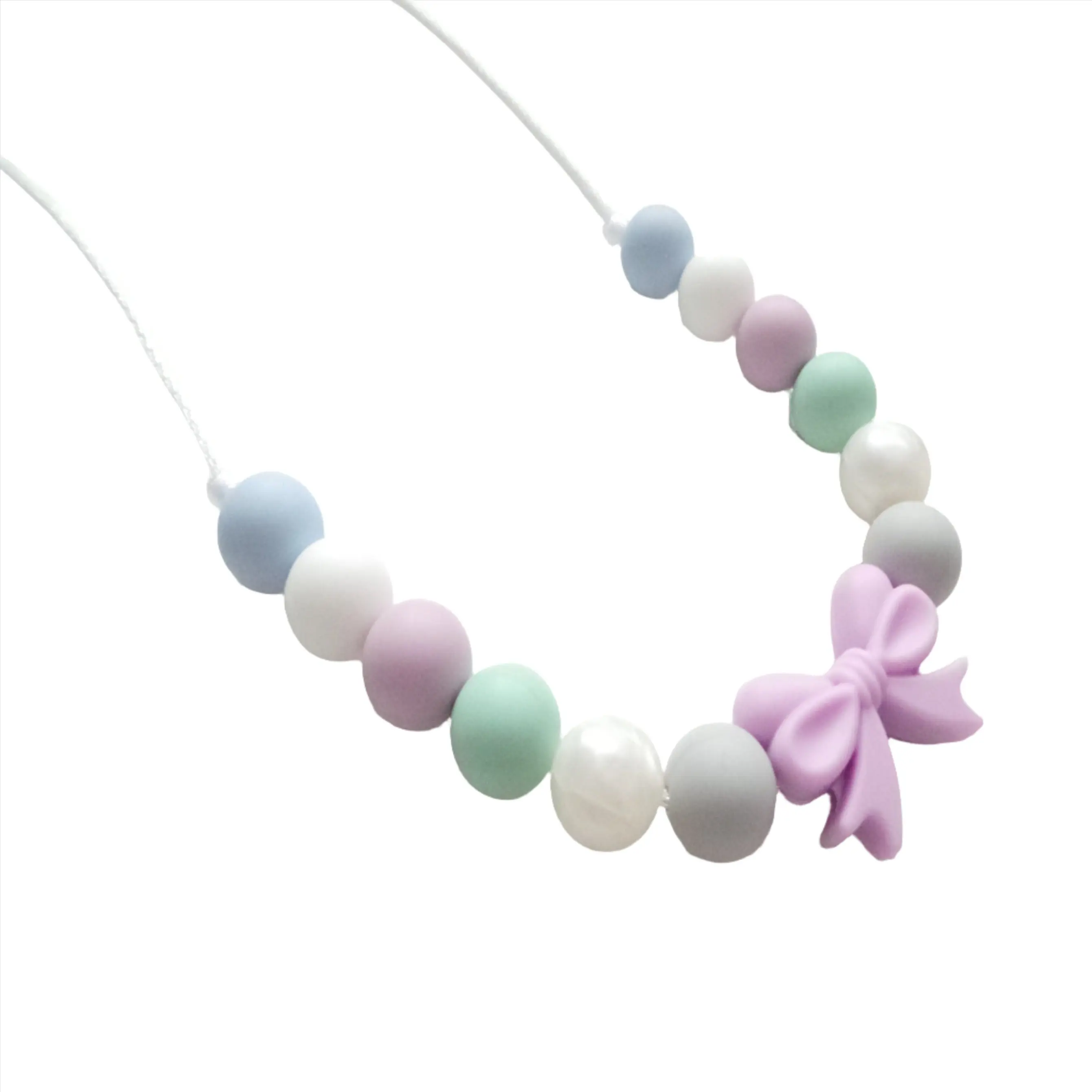 Kids Silicone Necklace - Lilac Bow