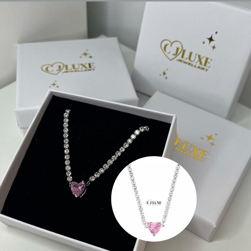 Mya Heart Tennis Necklace - Stainless steel 1