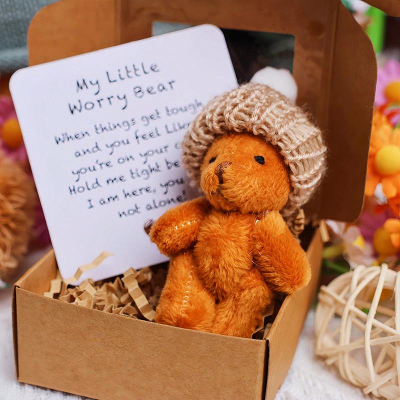 [2025 Mother's Day Gifts] 1pc, Pocket Teddy Bear Hug, Mini Plush Bears In Box, Little Pocket Bears With Inspirational Card, Sympathy Gifts For Graduation Birthday Christmas, Suitable For Both Men And Women,Christmas 5