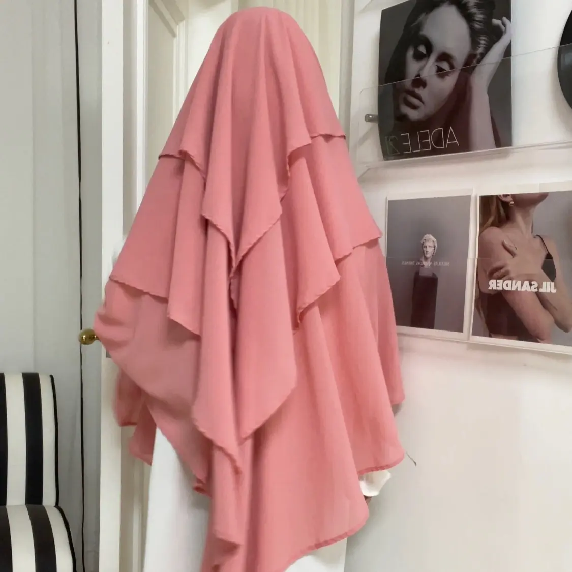Summer 3-Layered Khimar Chiffon Women's Muslim Fashion Hijab