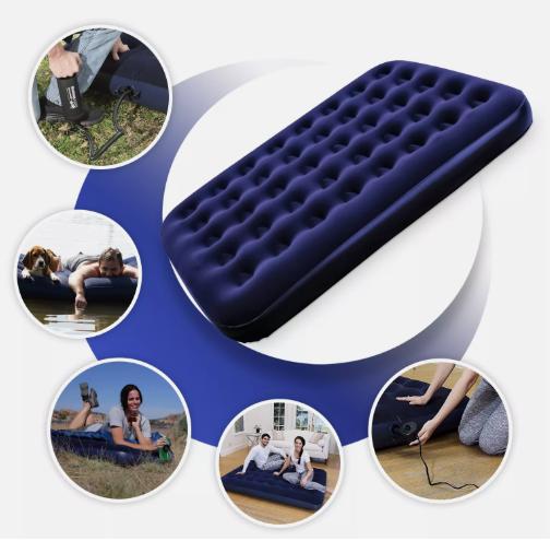 Double Flocked Camping Airbed Inflatable Mattress Blow Up Air Bed 1
