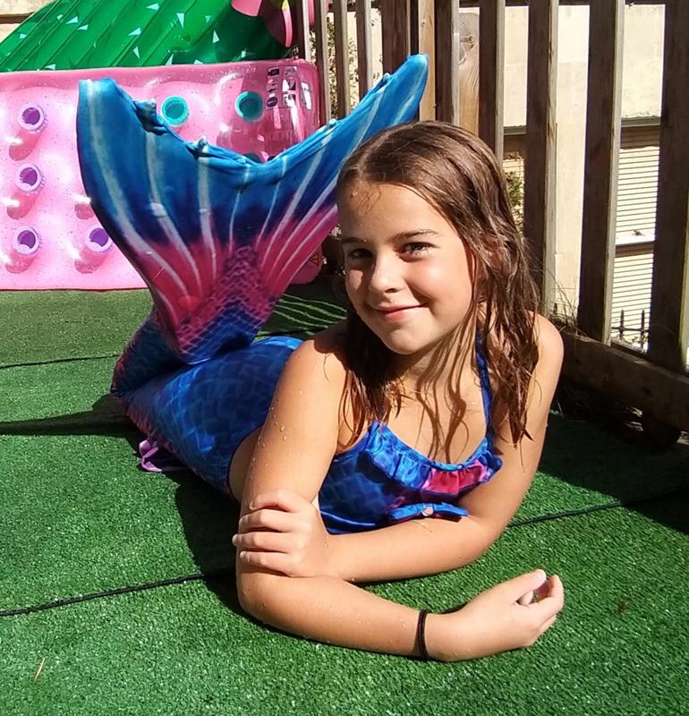 Luxury Mermaid Tail & Bikini - Rich Blue & Dark Pink 2