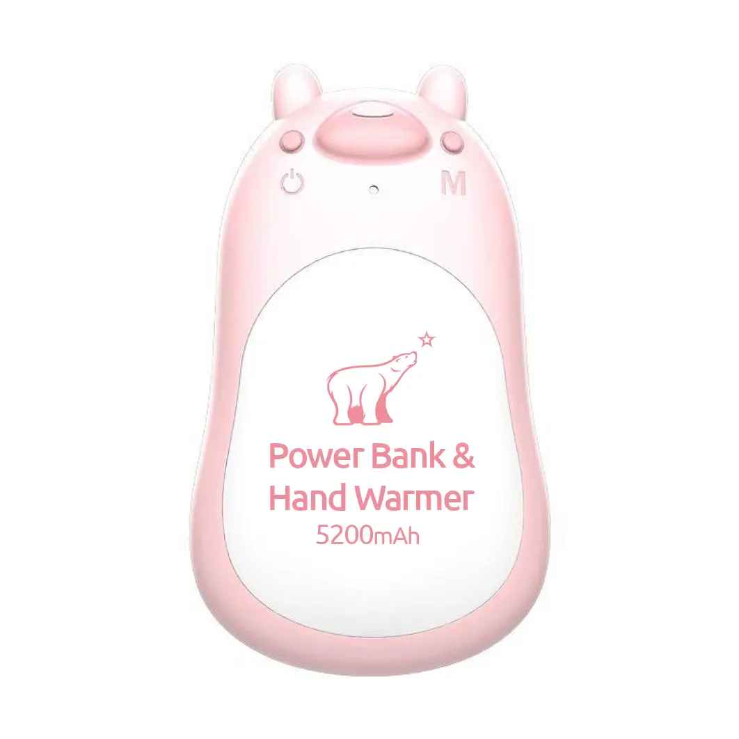Polar Bear Power Bank & Hand Warmer 5200mAh, Cramp Reliever, USB-C Rechargeable, 3 Heating Modes, Best Gift
