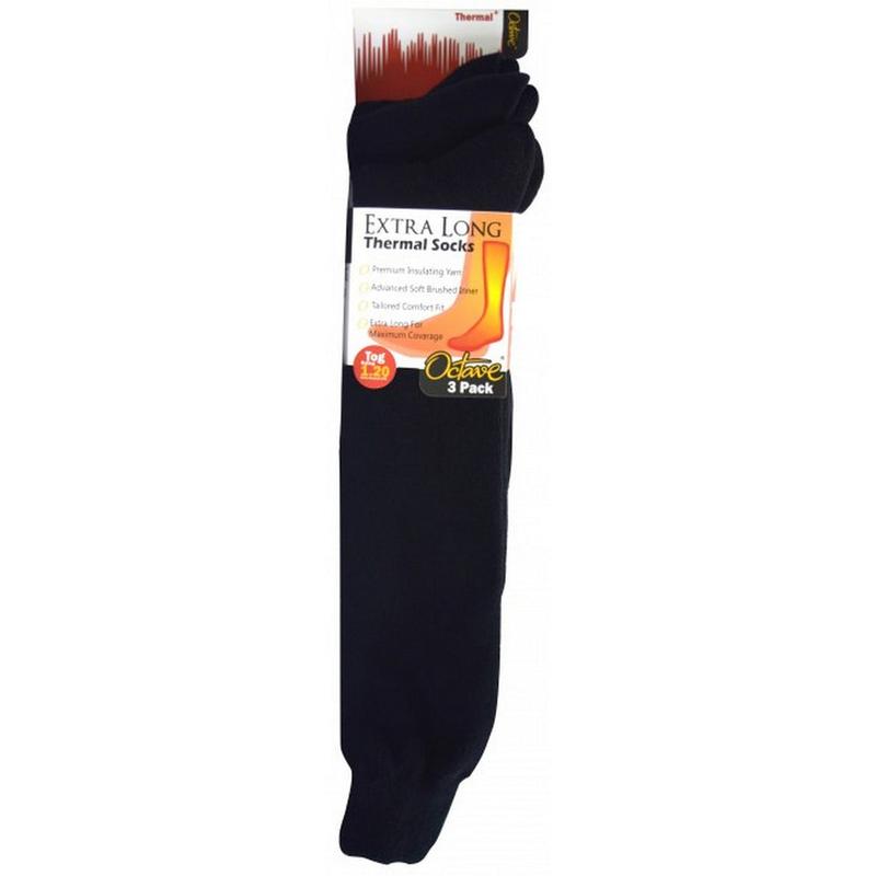 Octave® Mens Extra Long Thermal Socks 1.2 Tog 3 Pack - Black 2