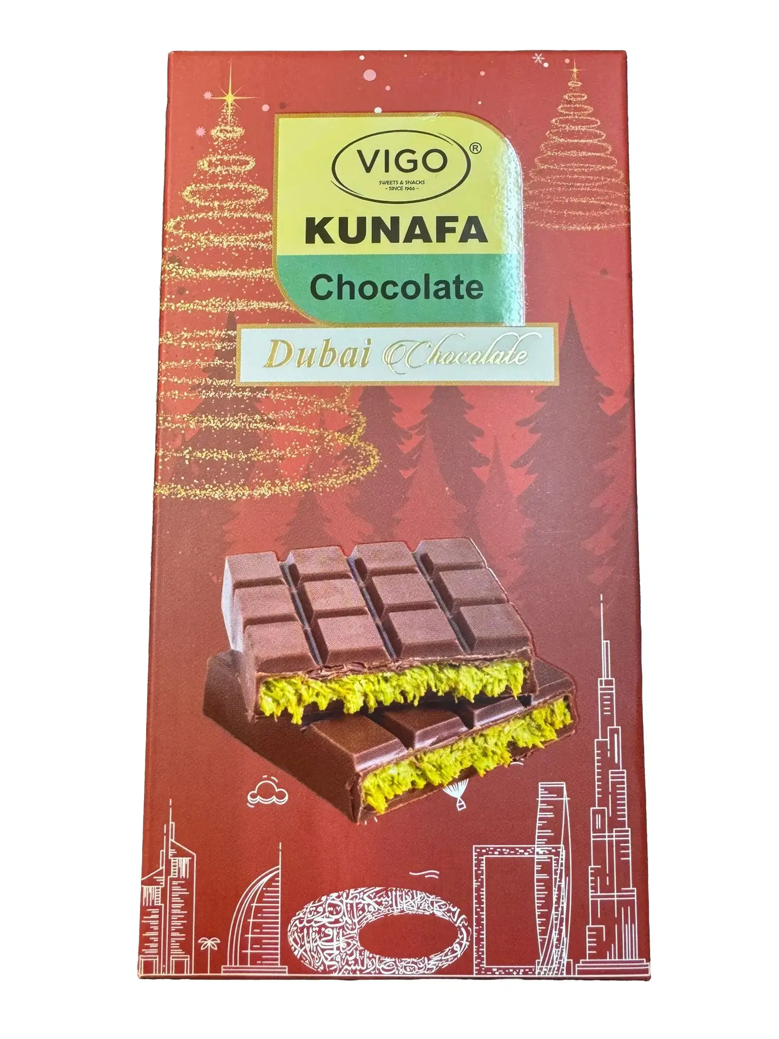 Viral Dubai Chocolate 120g Bar - Pistachio and Kunafa Snack & Dessert - Gourmet Chocolate - Bonbon snacks pistashio