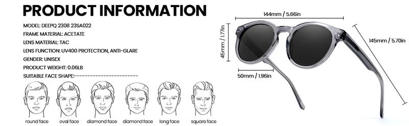 Product Introduction of DeepQ Handmade Acetate Polarized Sunglasses for Men & Women - Retro & Trendy UV400 Protection 35