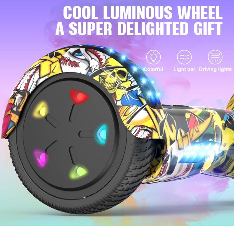 Hoverboards for kids 6.5 Inch Electric Scooter Board with Bluetooth - Speaker - Beautiful LED Lights Gift for kids and teenager and adults 1