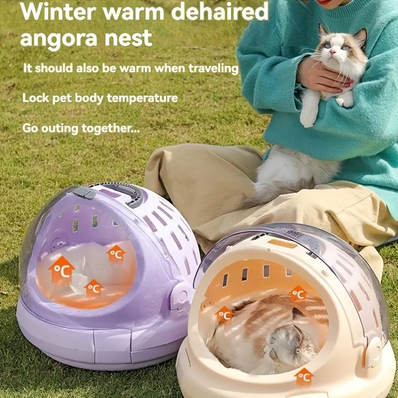 Portable Space Capsule Cat Carrier - Transparent ABS Travel Bag with Panoramic View for Emergency Outings 1