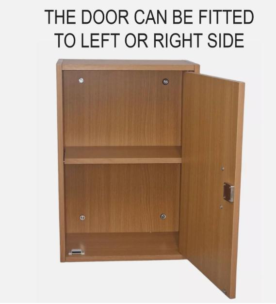 Wooden Lockable Brown Beech Wall Cabinet Supplied With 2 Keys Heavy Duty 1