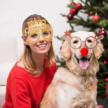 Christmas Glasses to Wear, 6 Pieces Christmas Glitter Party Glasses Fancy Dress Costume Decoration for Kids Adults Masks Pack 1