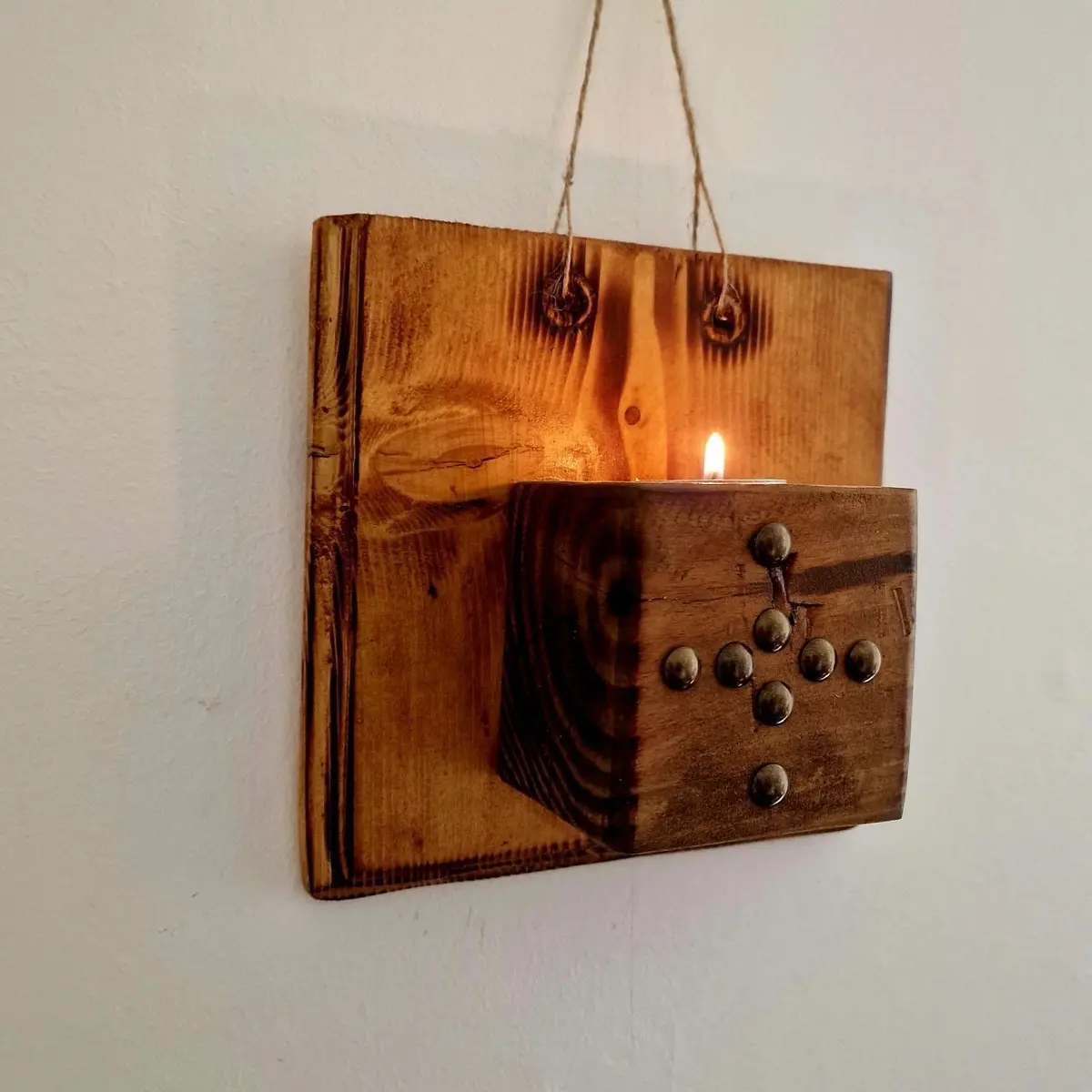 Candle Holder for wall handmade wooden