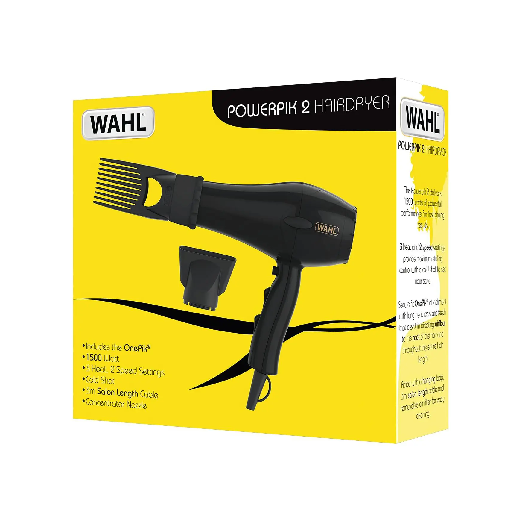 WAHL Powerpik 2 Hair Dryer - Afro-Caribbean Hair Type Dryer with ONEPIK Silicone Pik Attachment, Fast Drying, Frizz Reduction - Smooth