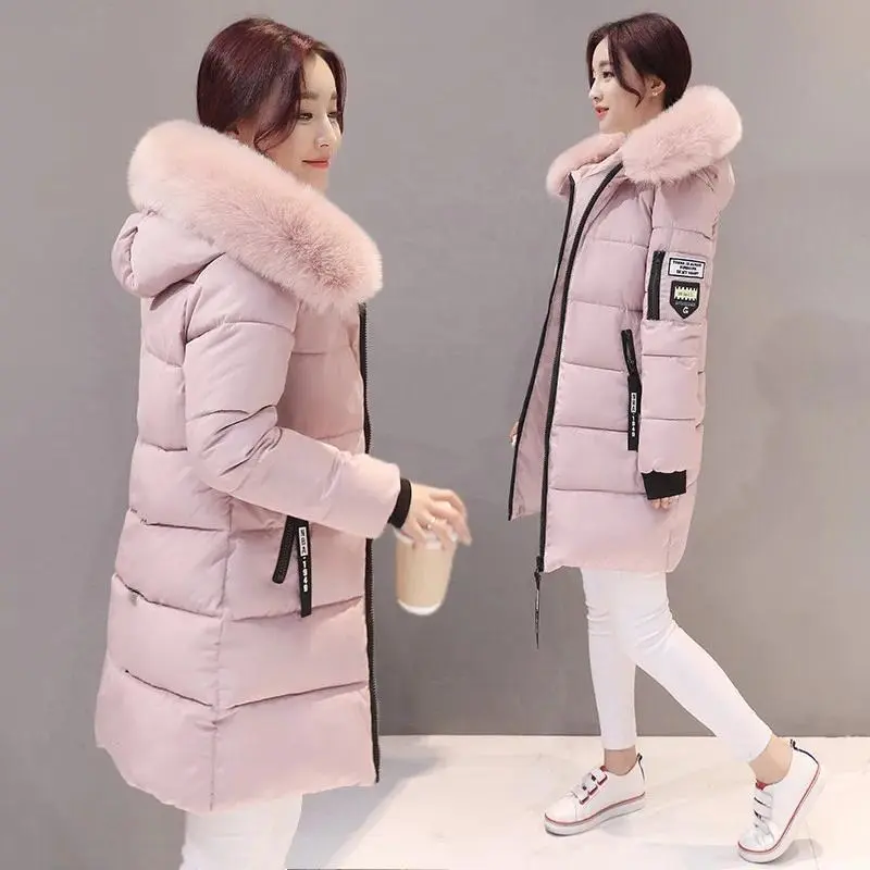 Parka Women 2024 Winter Coats Long Cotton Casual Fur Hooded Jackets Women Thick Warm Winter Parkas Female Womenswear Tops