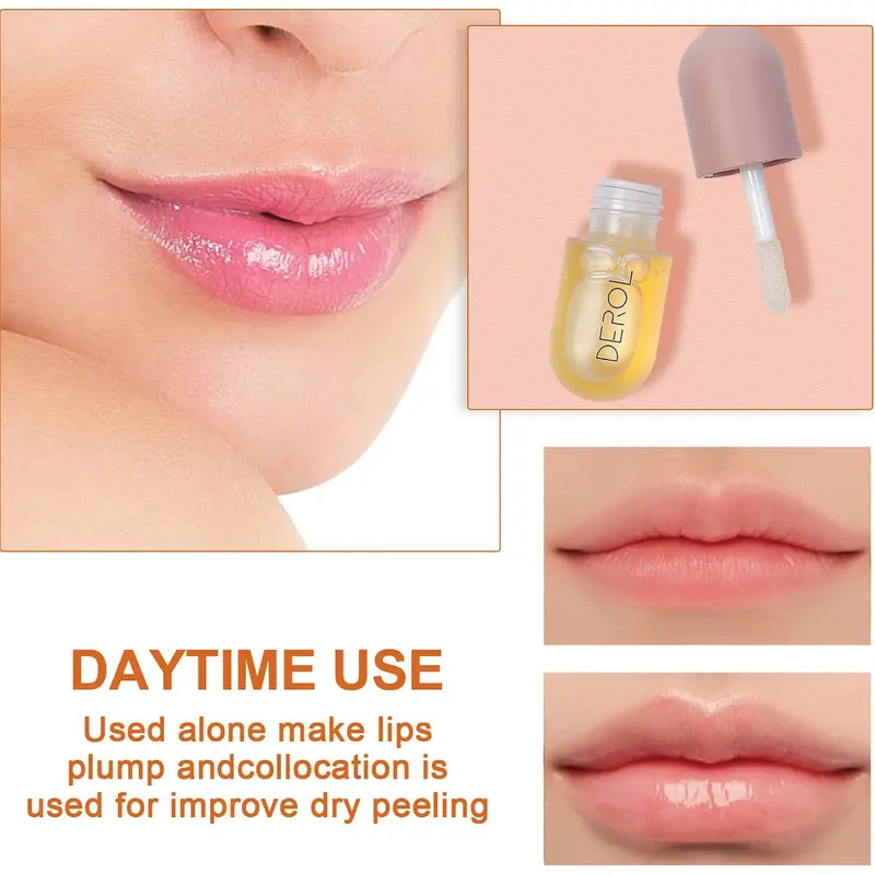 2PCS Lip Plumper Set, Natural Hydrating Lip Enhancer and Lip Care Serum, Day & Night Care for Plumping and Moisturizing Lips, Double Effect Lip Gloss, Lip Enhancer For Fuller Hydrated Beauty Lips 2