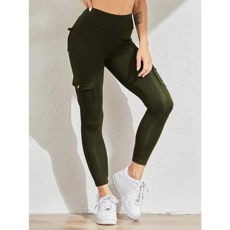 Women's Solid High Waist Pocket Leggings, Casual Comfy Skinny Pants for Workout Running, Women's Trousers Bottoms for Summer Spring Fall, Back To School Trousers, Jeans Leggings for Women, Hide Tummy Outfits Uk, Winter Outfits 2024, Balkan School Outfits 4