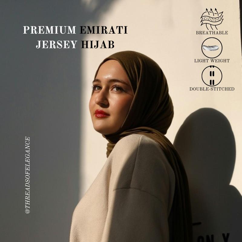 Premium Turkish Emirati Jersey Hijab - Soft and Breathable Material, Double Stitched, 80x180cm 2