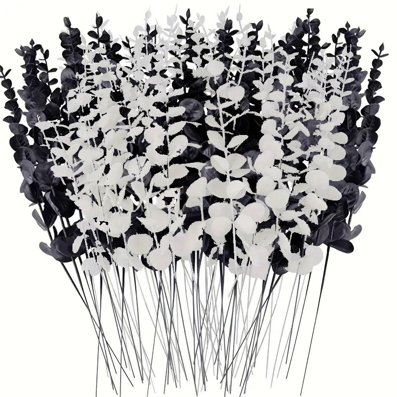 10 pc Black/White/Mix Eucalyptus Stems for Home Decor - Plants, Perfect for Festive Decorations - Ornaments, Set Ornaments Set Kitchen Spooky wax  melts 8