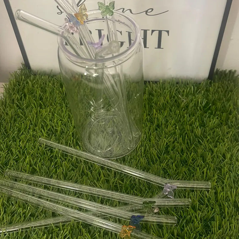 Glass Butterfly Straw for Cups Drinkware Reusable Glass - Libbey Cup, replacement straw, eco-friendly straw zak Cups & Saucers 2