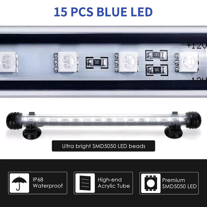 Fish Tank Light 28 CM LED Aquarium LightBlue LED Light Bar Stick Fish Tank 3