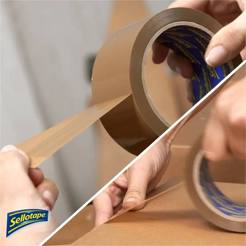 Sellotape Brown High-Strength Parcel Tape for Professional Use 48mmx50m, 6 Rolls - Ideal for Packaging and Moving 2