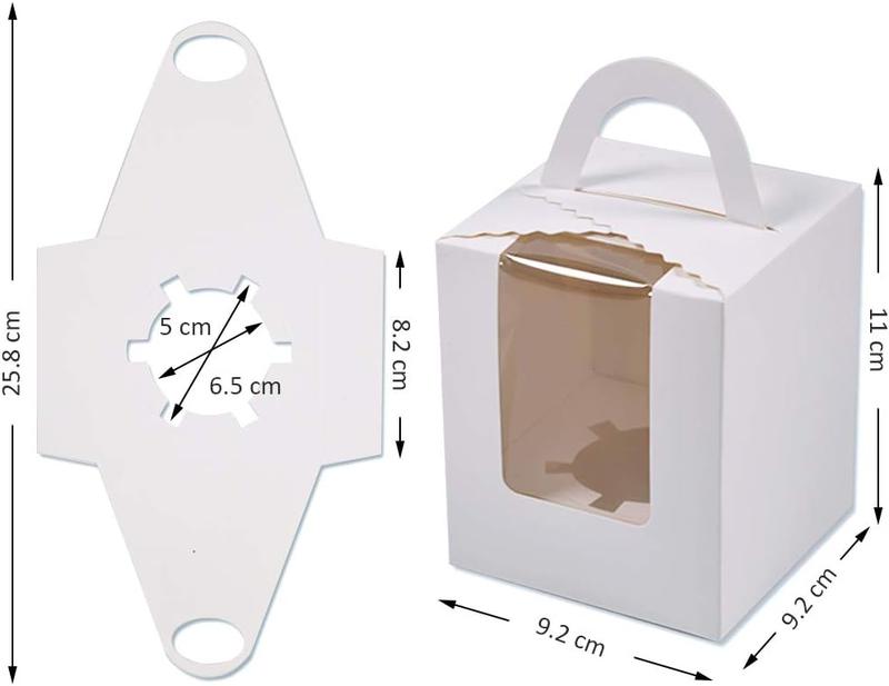 24 Pieces Single Cupcake Boxes, Cake Boxes with Window, Cupcake Carrier with Inserts, Individual Bakeware Set Utensils 1