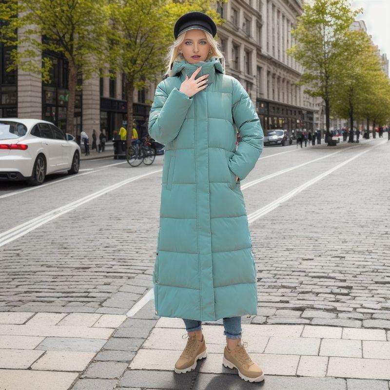 Product Introduction of Over The Knee Long Parkas Coat Female 2024 Winter Fashion Slim-fit Down Cotton Hooded Thick Warm Parkas Coat Winter Jacket Women 7