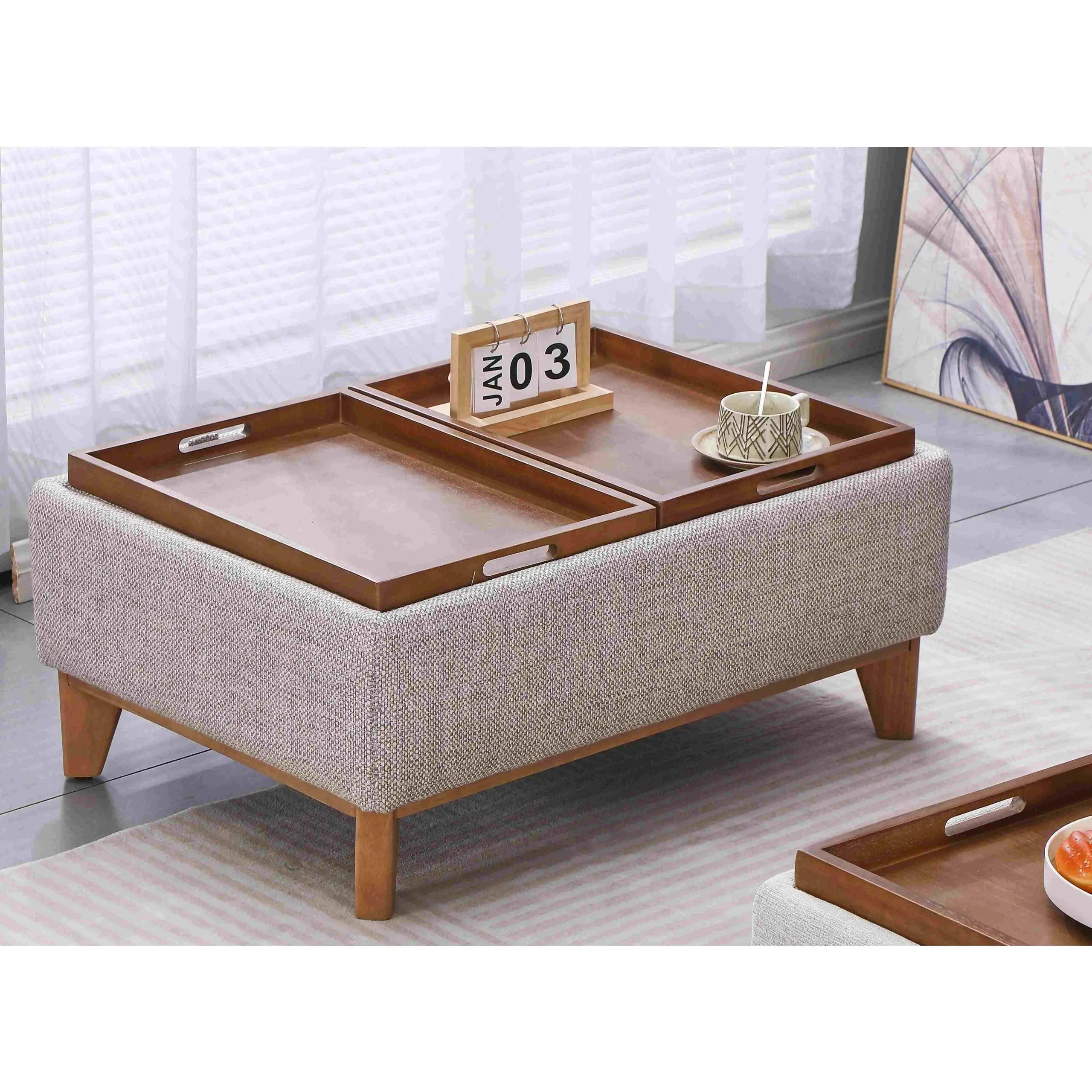 Verso Ottoman Coffee Table, Beige (Small)