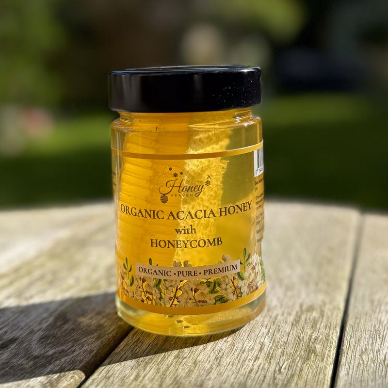 Organic Raw Acacia Honey with Honeycomb 500g Flavor Sweet 5