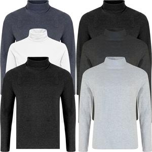 6 Pack Mens Roll Neck Turtle Neck High T Shirt Long Sleeve Shirt Plain Assorted Cotton Top New Menswear Soft