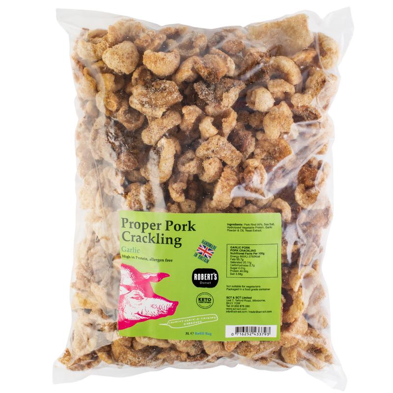 Proper Pork Crackling - 3L Refill Bags – Available in Multiple Flavours - Keto-friendly, Allergen-Free, Low Carb & High Protein, Handmade in Britain Salt Snack 3