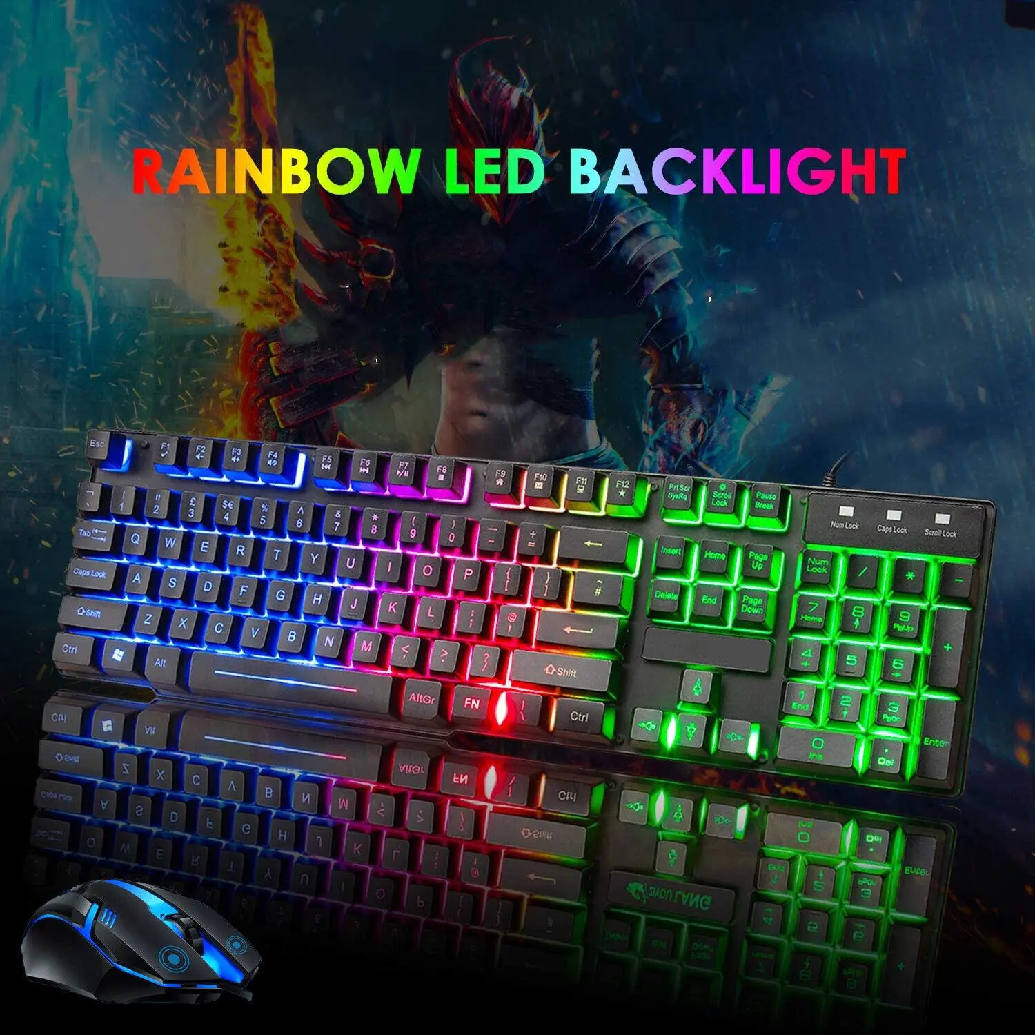 Rainbow RGB LED Gaming Keyboard Mouse Set for PC Laptop PS5 Xbox One