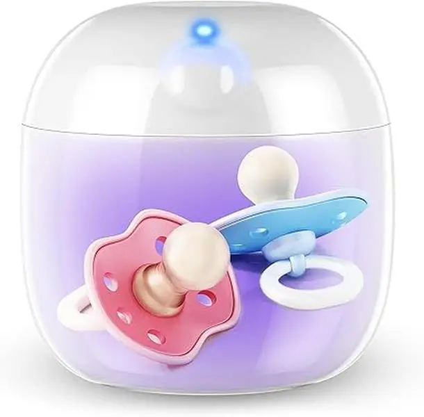 Portable Dummy Steriliser, Mini UV-C Sanitizer Box for Pacifier, 99.99% Sterilization in 3 Mins, USB-C Rechargeable, Mini Sterilizer Box for Baby Pacifier, Bottle Nipples and More