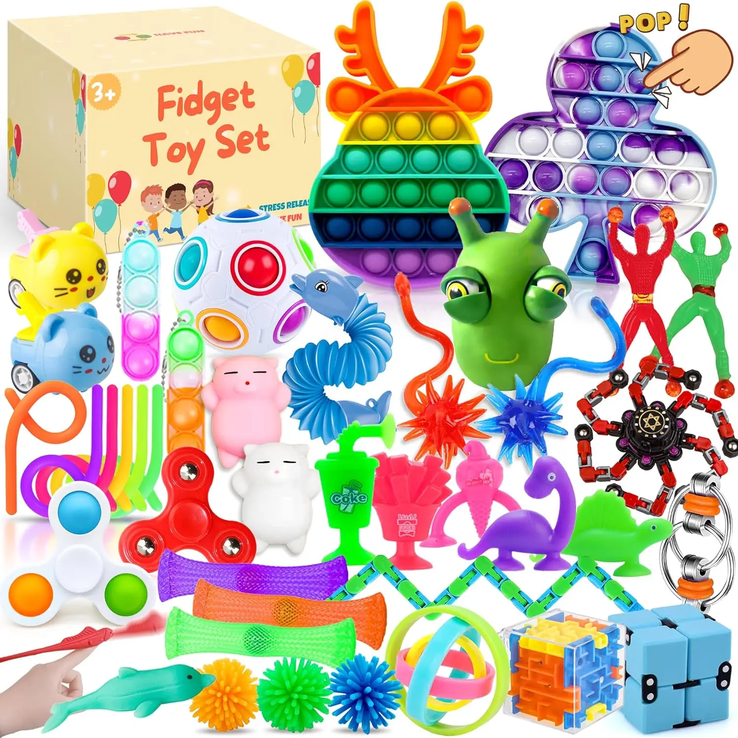 40 PCS Fidget Toys Set for Kids, Fidget Sensory Toys Pack With Stab Pop Toy, Infinite Cube For Autism, ADHD, Stress Relief, Anti-Anxiety Toys Fidget Box Gift for Children, Teen, Student