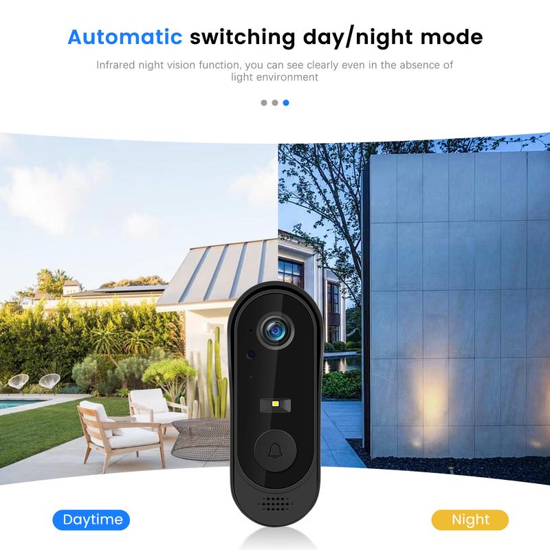 Wi-Fi Smart Video doorbell Phone Security Camera  Wireless with Motion Detection, Night Vision, Cloud Storage, Two Way Audio, Chime Ringer Included ，IP65 Waterproof 4