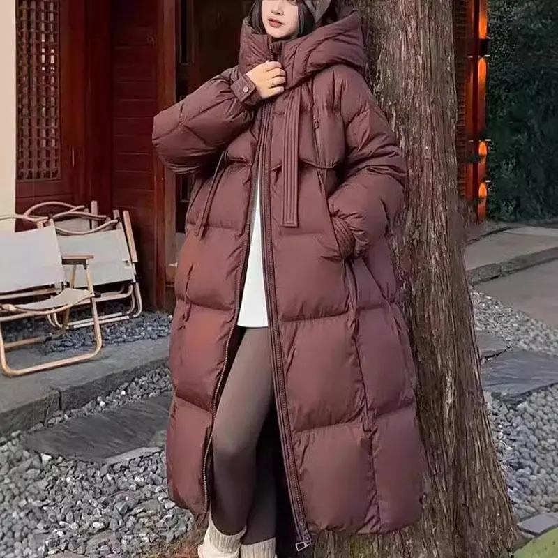 2024 New Winter Long Hooded Thick Warm Jacket Women Parkas Casual Loose Down Cotton Outerwear Female Overcoat 0