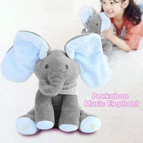Peek-a-boo ,Singing Elephant Plush Toy with Moving Ears for Baby Gift - Cute Stuffed Animal 6