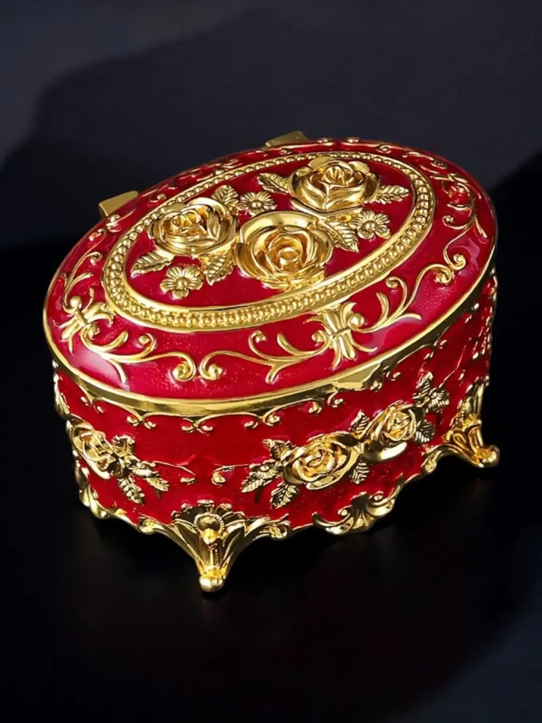 1pc Modern Enamel Jewellry Box, Elegant Oval Desk Top Storage with Romantic Design