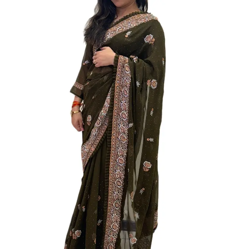 Georgette Frill Saree Blouse Set for Women - Traditional Dress