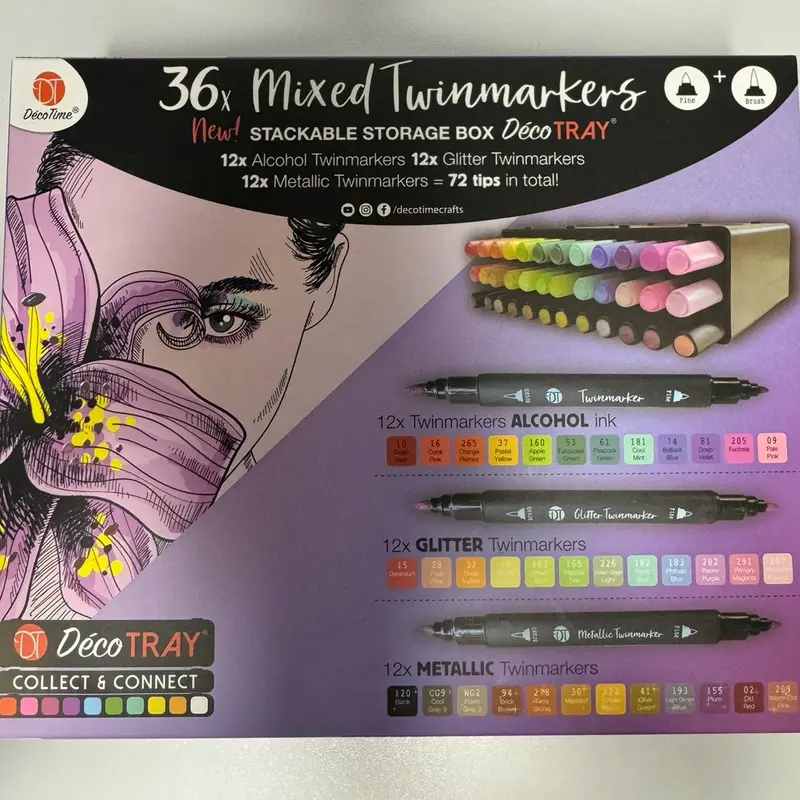 36 PK of Mixed Twinmarkers (Alcohol, Glitter, Metallic) 0