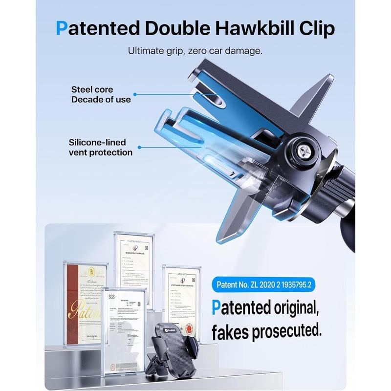 andobil [2025 NEW Car Phone Holder, [Patented Hawksbill Clip] Mobile Phone Holder for Cars Air Vent Automobile Cradle Car Phone Mount Compatible with iPhone 16 15 14 13 Pro Max Samsung S24 S23 S22 3