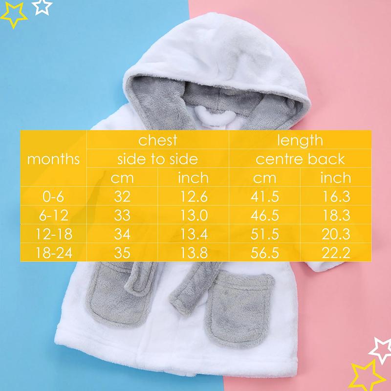 Personalised Unisex Baby Hooded Dressing Gowns Plush Fleece 6-12 12-18 18-24 Robe White Baby Boys Girls Cosy Soft Warm Bathrobe Wrapping Robe for Babies UK 6
